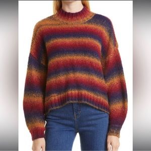 Pistola Carlen Multicolor Striped Mohair Blend Mock Neck Oversized Sweater NEW